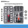 64-Piece Auto Repair Tool Set: 3/8" Ratchet Wrench, Socket, Screwdriver Bits