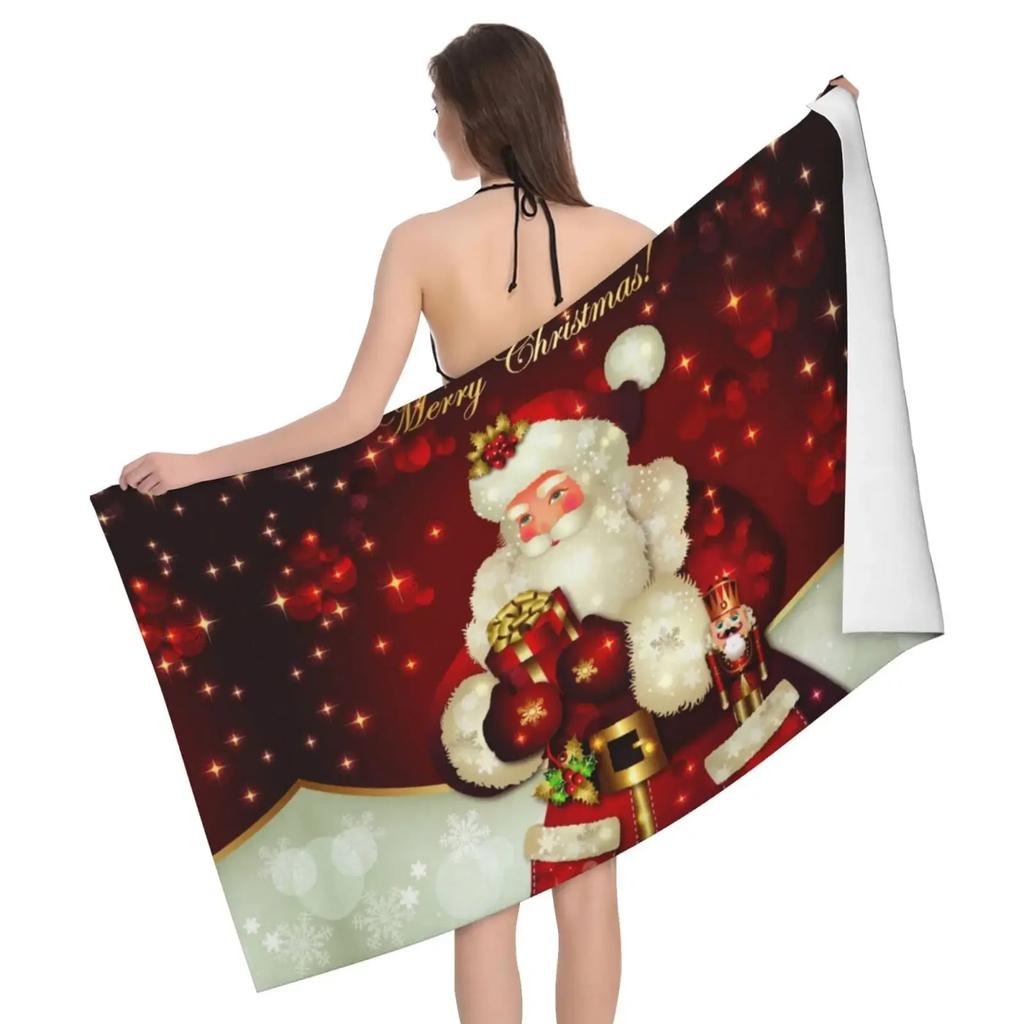 Christmas Gifts For Couple Bathroom Beach Towel Cute Santa Claus Design Women Swimming Fitness Exercise Yoga Mat Quick Dry Towel