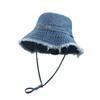 Old Rough Edge Bucket Hat Spring and Autumn New Retro Hat Women's Casual Versatile Basin Hat Washed Denim Hat