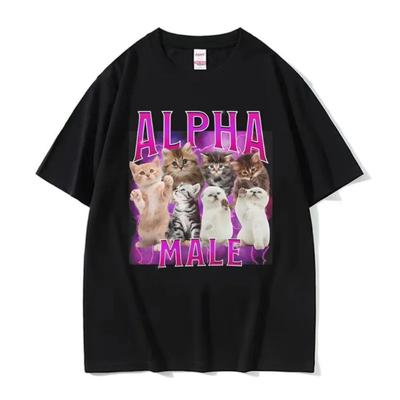 Alpha-Kater Lustiges Meme Katzenliebhaber Geschenk Grafik T-Shirt Herren Damenmode Kurzarm-T-Shirts Oversized T-Shirt Streetwear