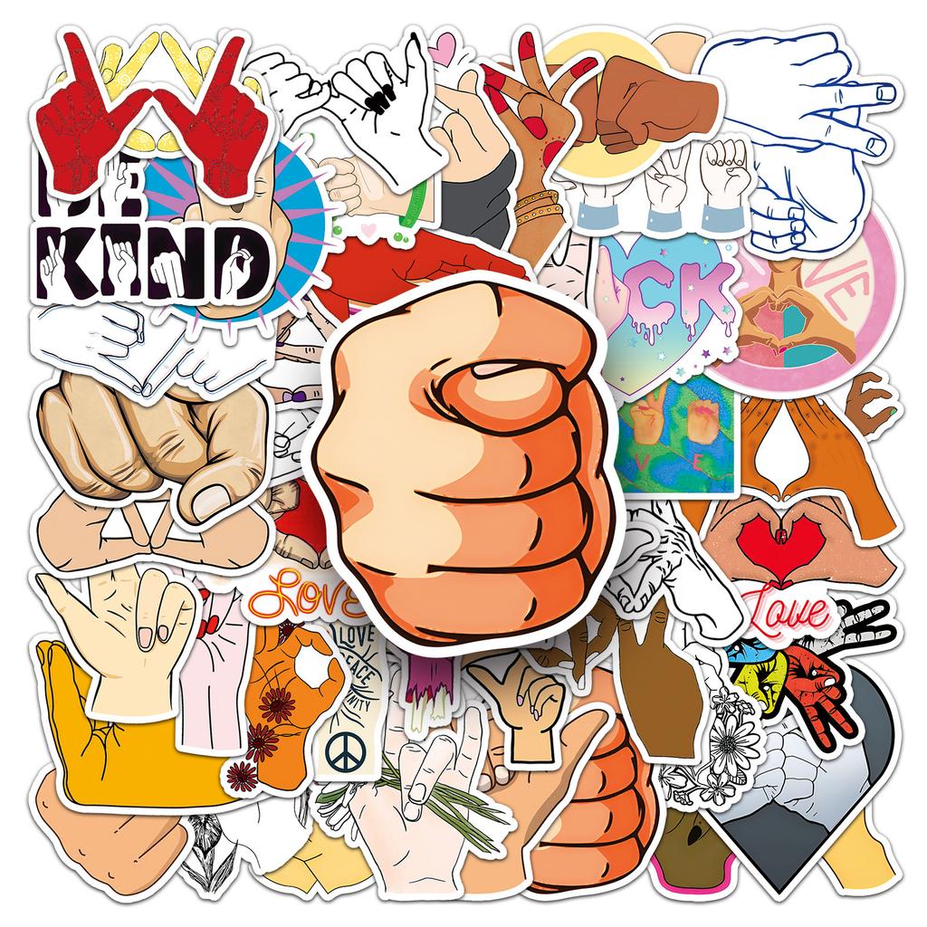 50 Gesture Graffiti Stickers Personalized Creative Heart Decoration Mobile Phone Case Computer Suitcase Stickers