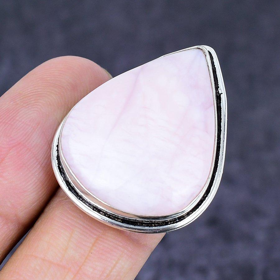 Pink Opal Gemstone Handmade 925 Sterling Silver Jewelry Ring Size 7 E0C30