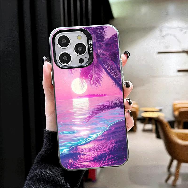 Pink Sunset Beach Dreamy Scenery Shockproof Phone Case for iPhone 17 Air 16 16E 15 Pro Max 14 Plus 13 Mini 12 Back Cover Anti Fa
