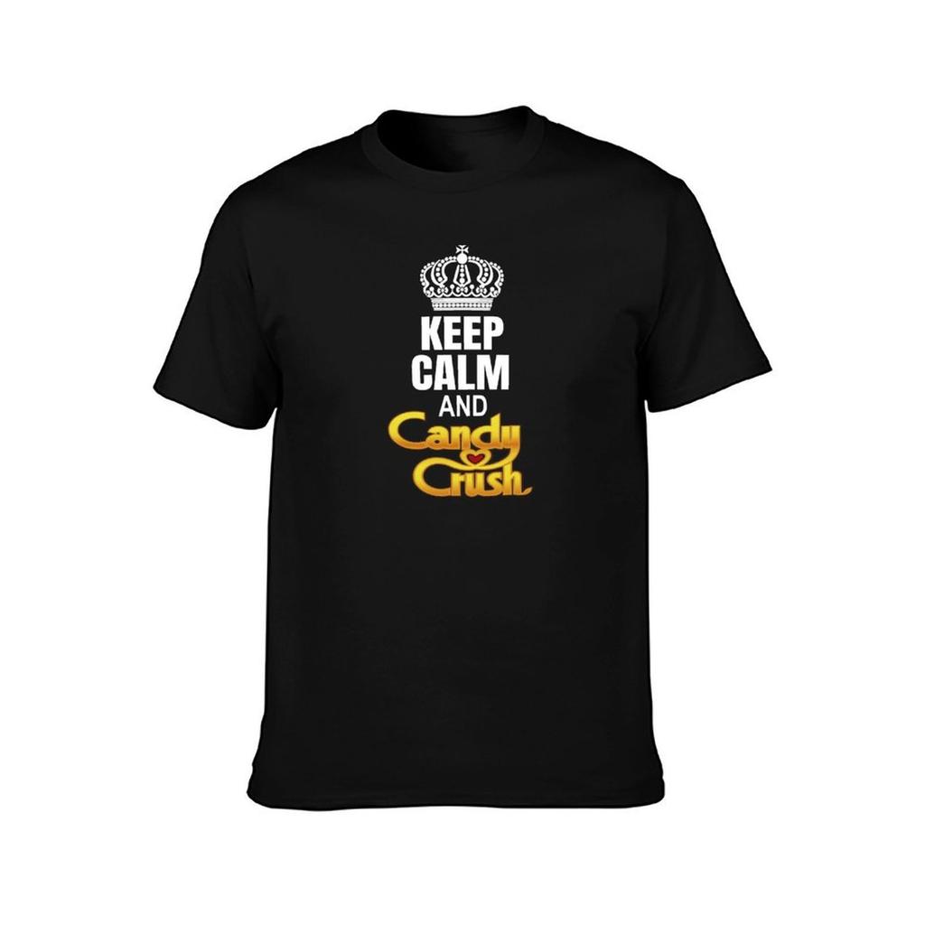 Bleib ruhig und Candy Crush Dunkles T-Shirt Tägliches Trage T-Shirt Aufdruck T-Shirt