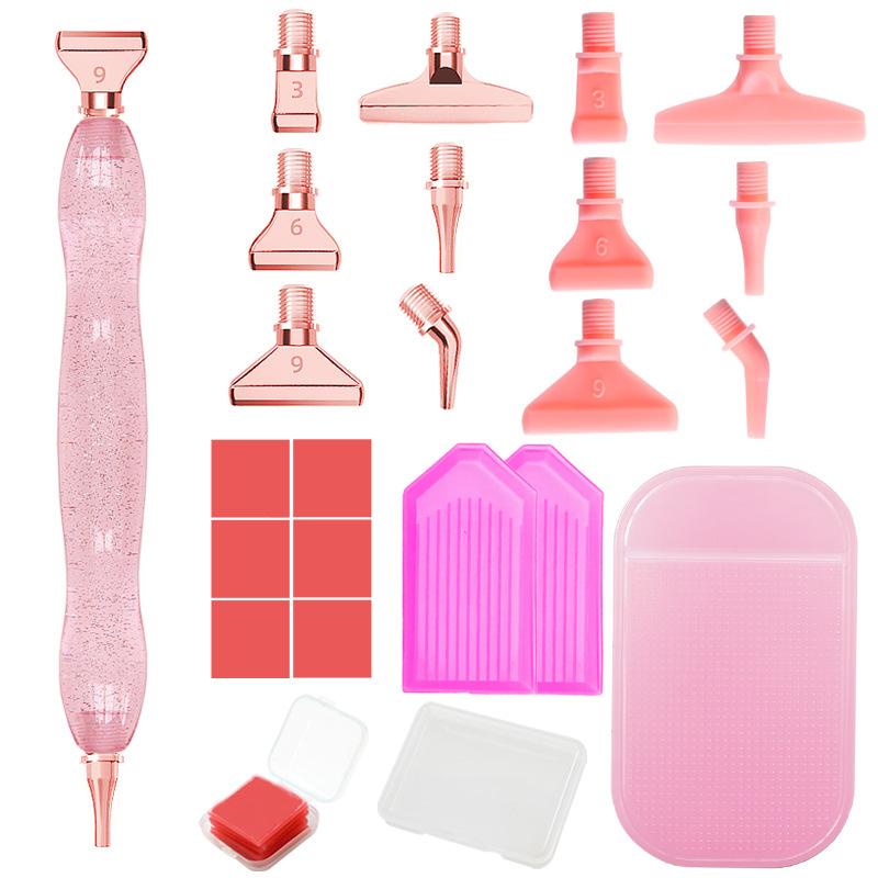 Glitter Gradient Resin Diamond Painting Pen Kit 12 Interchangeable Tips 6 Wax Blocks 2 Sorting Trays Correction Tool Ergonomic Grip