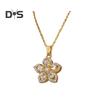 Rotatable Rhinestone Flower Pendant Necklace for Women Titanium Steel Shiny Cubic Zircon Flower Choker Wedding Party Jewelry
