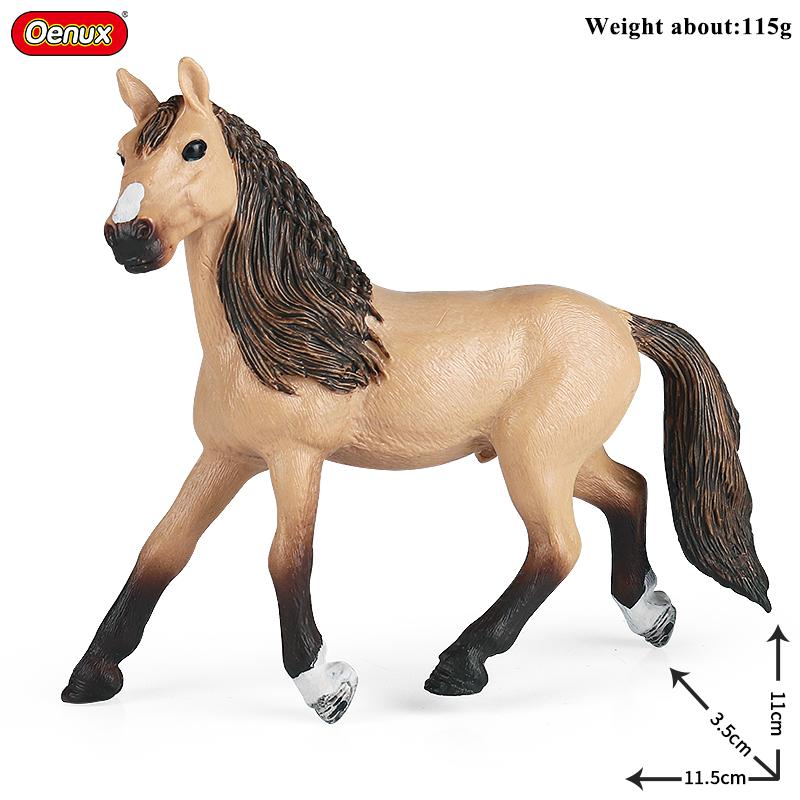 Oenux Farm Animals Steed Foal Clydesdale Arabian Horse Model Action Figures Equestrian PVC Collection Education Kid Toy Gift