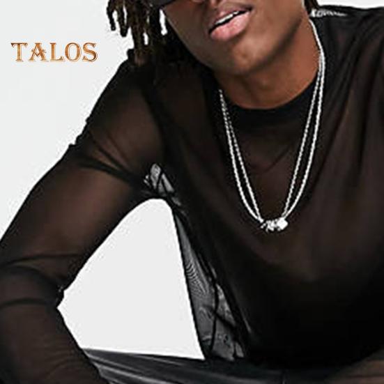 Men Mesh Top Ultra Thin See-through O Neck Long Sleeves Solid Color Stretchy Slim Fit Muscle-Enhancing Party Homewear Club Dance Performance T-shirt