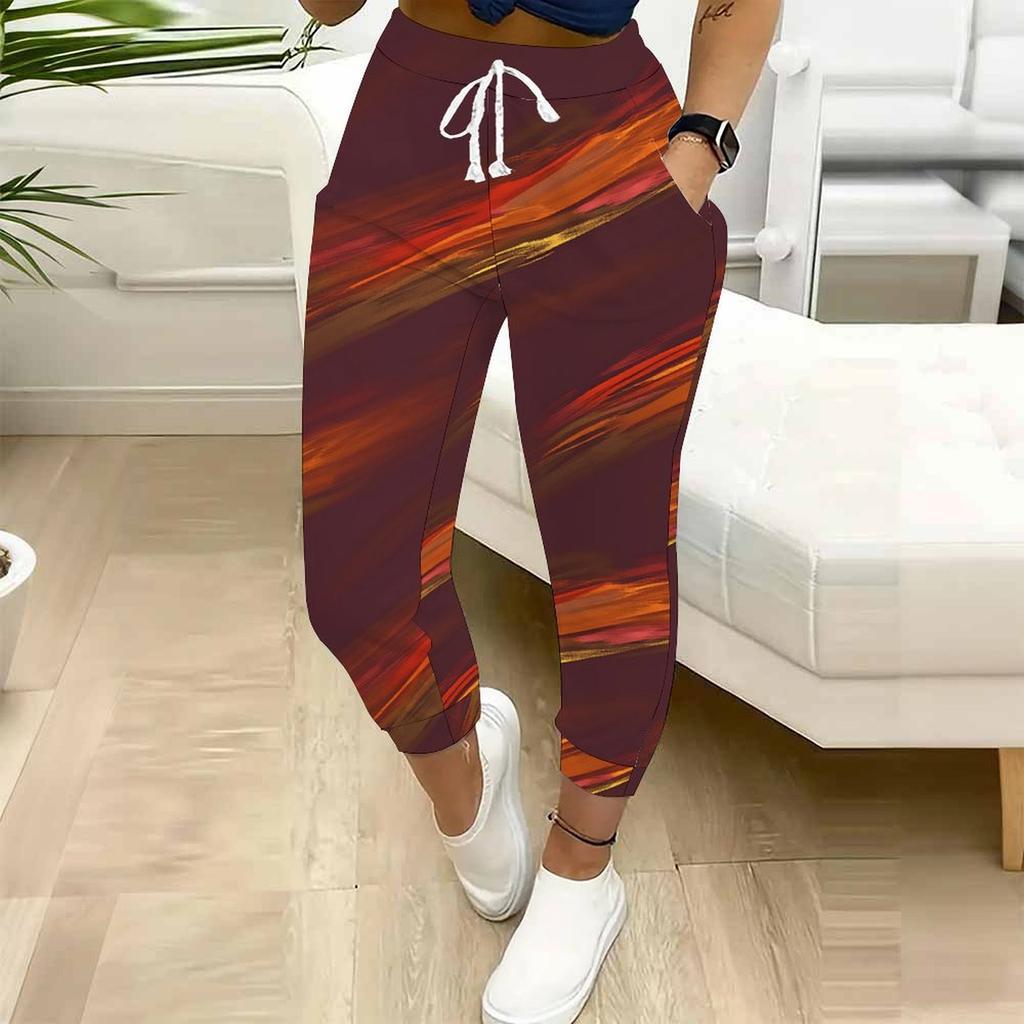 Sommer Damen Spiral Tie-Dye Print Jogginghose Lockerer Schnitt Kordelzug Jogger Elastischer Bund Tägliche Freizeit Hose