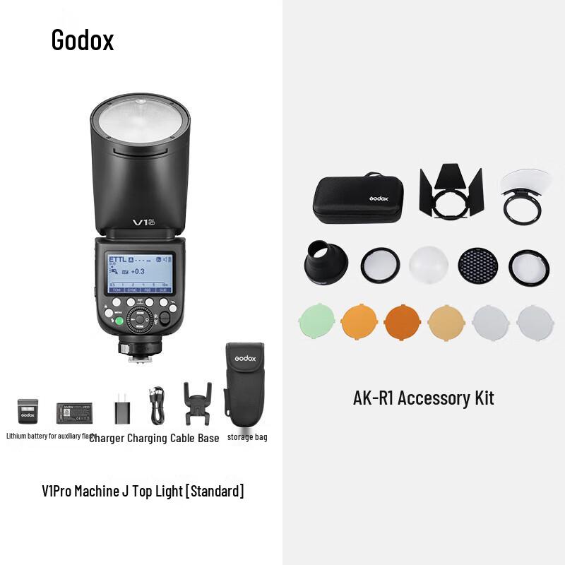 Godox V1 Pro TTL Round Head Speedlight with AK-R1 Kit