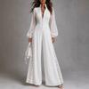 Bohemian Chiffon Lace Patchwork Jumpsuit With Lantern Sleeves High Waist Loose Fit 2026