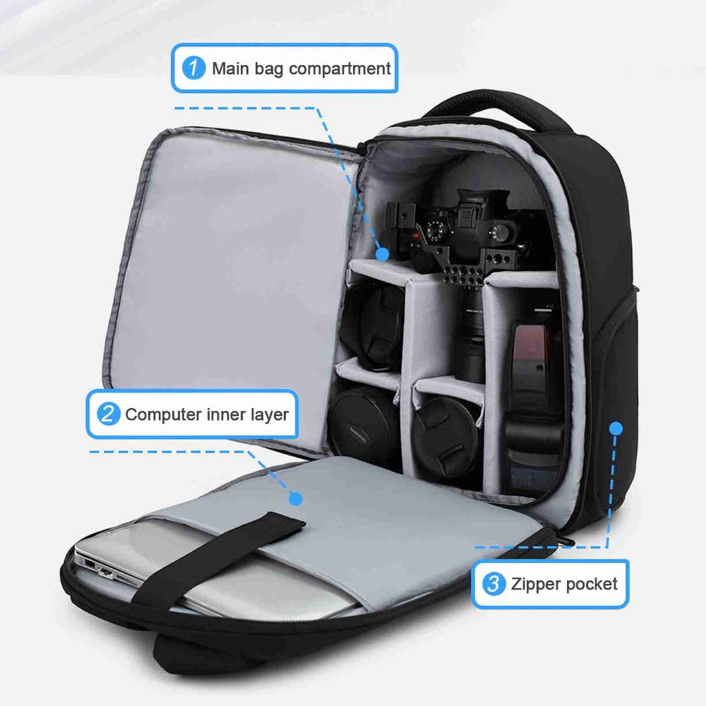 Camera Backpack 1680D Leather 20L Large Capacity Breathable Shockproof Camera Backpack for Photographer