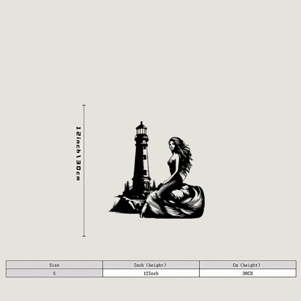 

Mermaid Lighthouse Metal Wall Art Coastal Rust Resistant Home Decor Ocean Lovers Gift Farmhouse Hanging Ornament Size/S 30cm/12inch