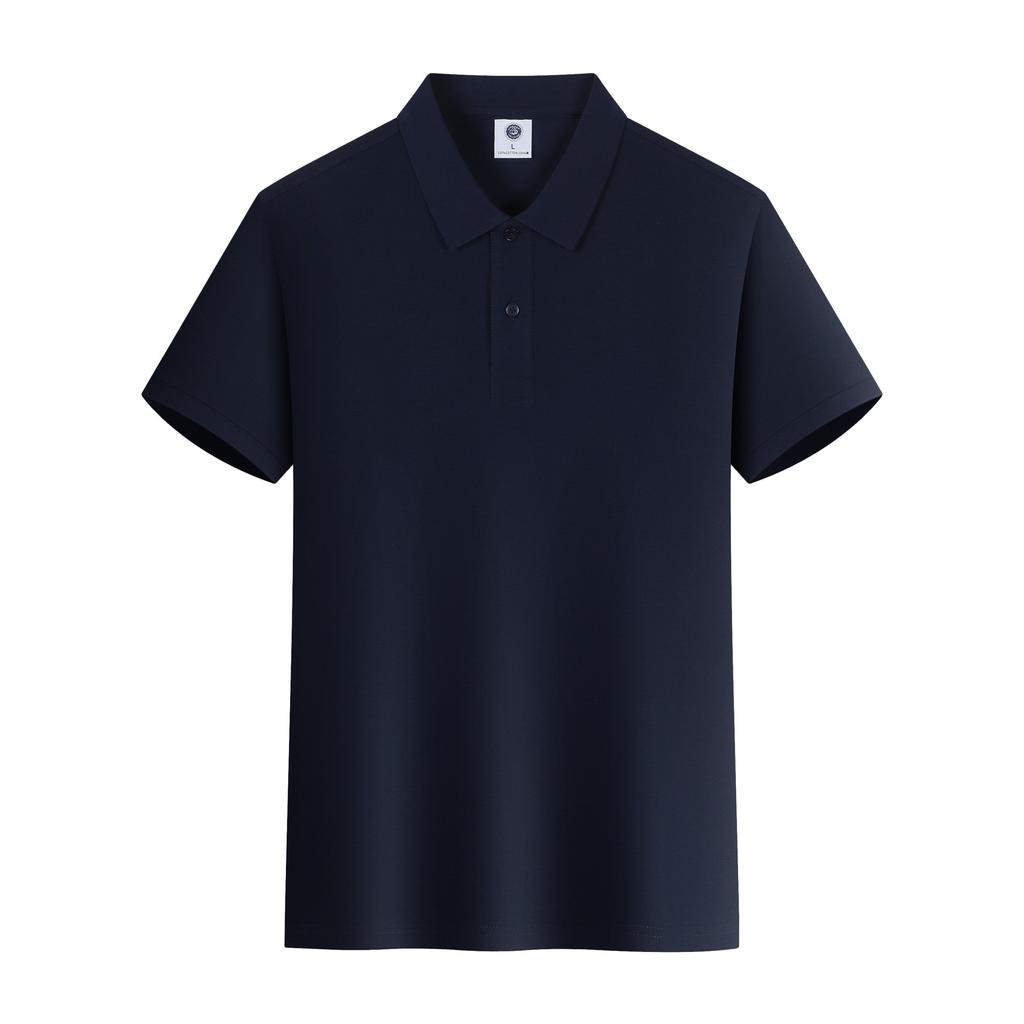 Summer Pure Cotton POLO Shirt Short-sleeved T-shirt Heavy Solid Color 220g Simple Lapel Top for Men and Women