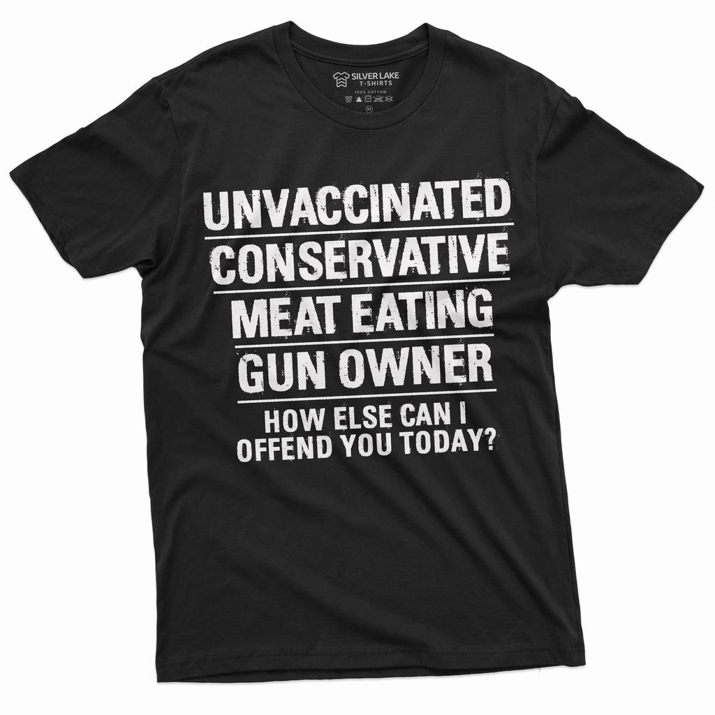 Men's Anti Liberalism T-Shirt Mens Womens Tees Top Gun Owner Unvaccinated Meat Eater Patriotic Shirt