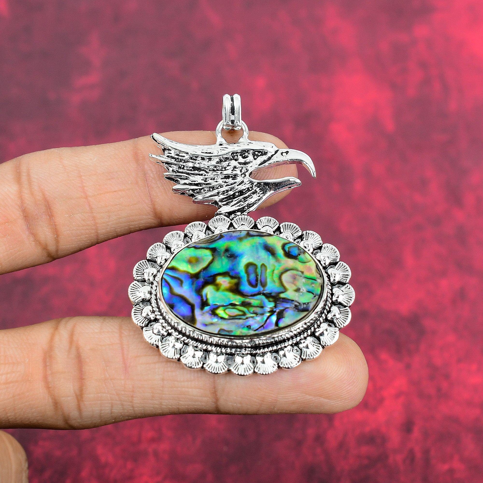 

Подвеска из цельного серебра 925 пробы с ракушкой Abalone Shell, ювелирные изделия с подвеской из драгоценных камней ручной работы, подарки для жены, абсолютно новый кулон 2.36 Inches