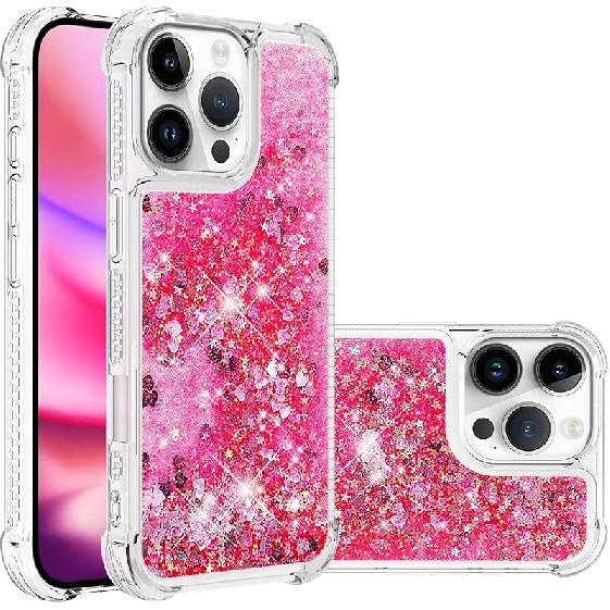 Case for iPhone 16 Pro Max Case Glitter Cute Bling Love Quicksand Clear Soft TPU Girls Women Stylish Bumper Shockproof Protective Cover for iPhone 16