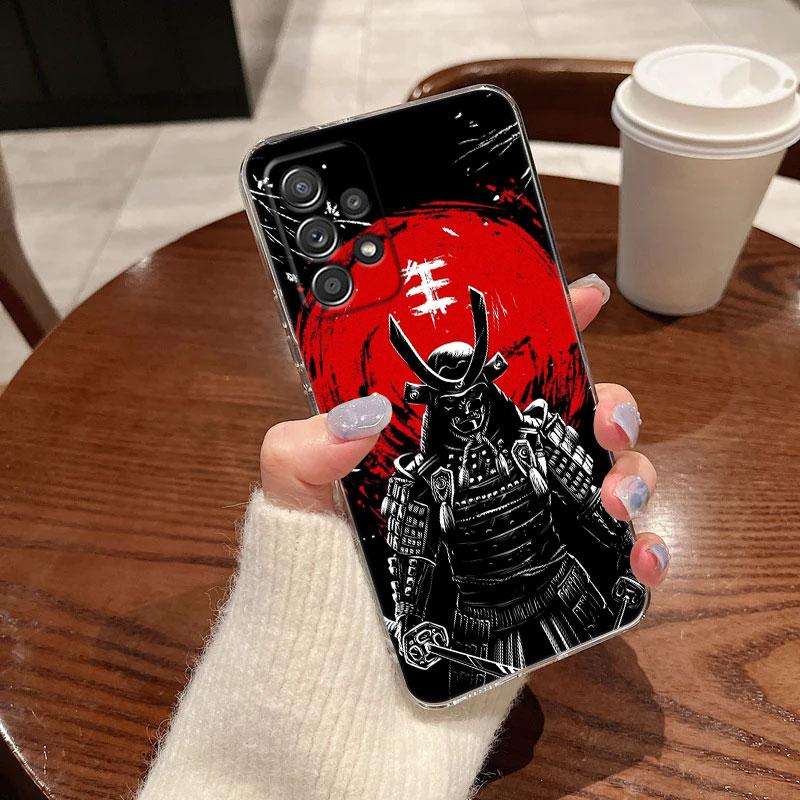 Japanese Art Samurai Ninja Clear Phone Case For Samsung Galaxy A56 A57 A37 A55 A54 A36 A35 A26 A25 A16 A17 A07 A52 A34 A73 Cover
