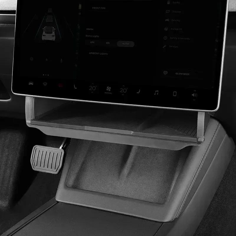 Under Screen Storage Box for Tesla Model Y/3+ Highland Model Y juniper Central Control Hidden Storage Organizer Tray Accessories