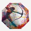 Archery, Abstract Art Automatic folding umbrella  simple eight rib design, bright color pattern, durable iron frame, ideal for travel and ou