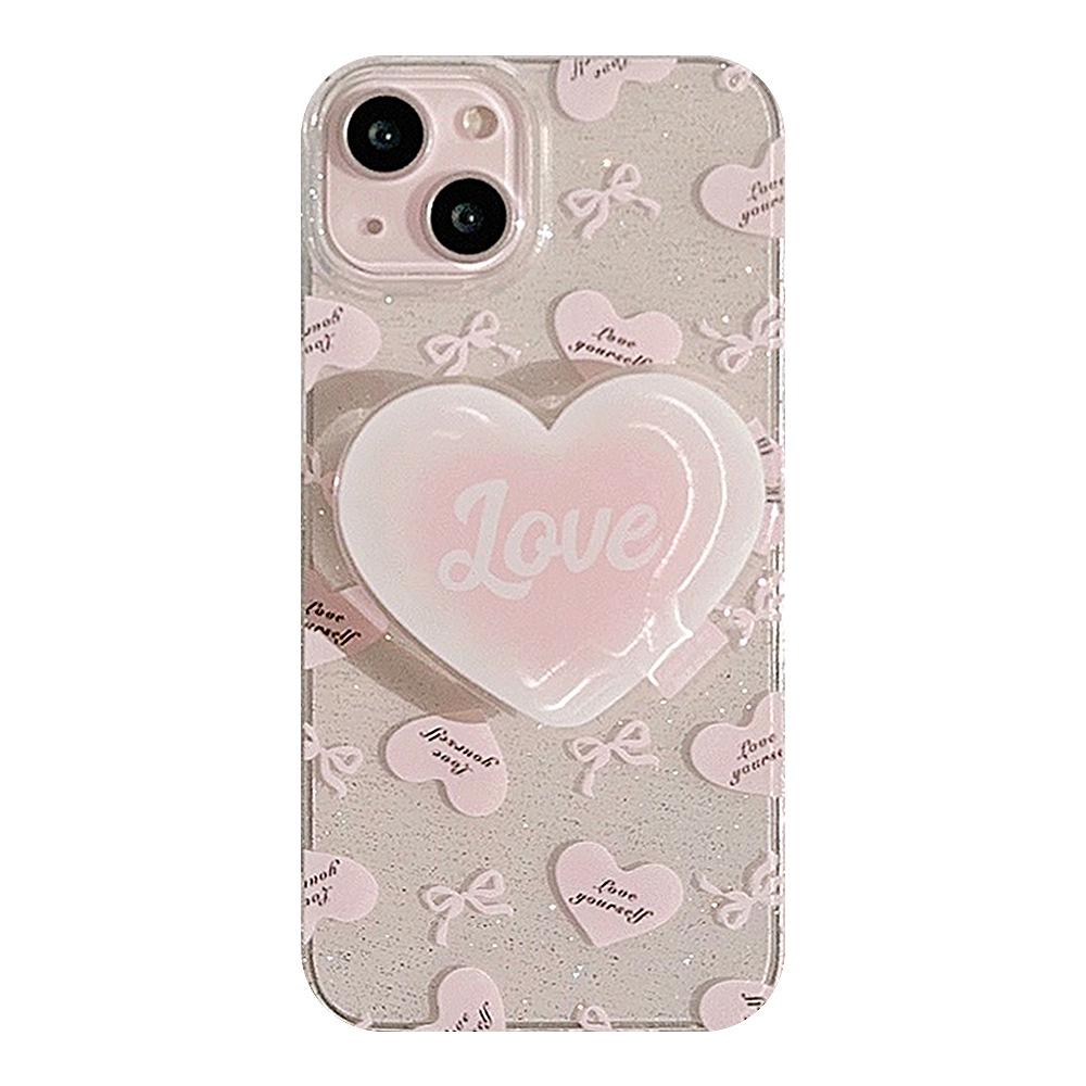 Glitter Ins Powder Love Holder for IPhone 17 Mobile Phone Case 13 Transparent for IPhone16pro Max for 11