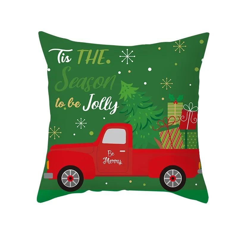 Merry Christmas Cute Cartoon Snowman Elk Print Pattern Cushion Cover Home Living Room Sofa Decoration Square Pillow