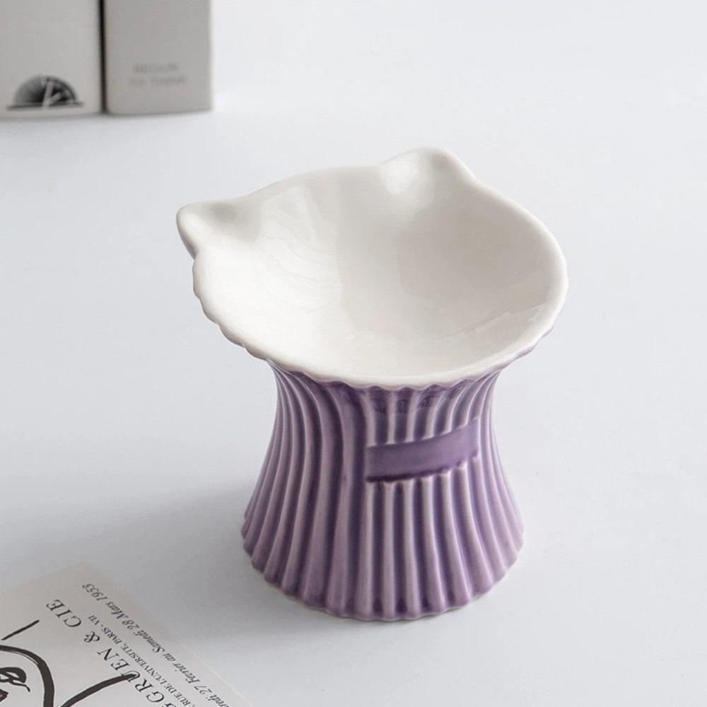 

High Foot Ceramic Cat Bowl Anti-Slip Base Wide Mouth Dog Food Feeder Anti Flip Cat Ears Design Pet Water Bowls Food Feeding
