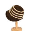 New Fisherman's Hat Hollow Contrast Color Stripe Knitted Sun Hat Spring and Summer Knitted Breathable Basin Hat Women's Korean Bucket Hat