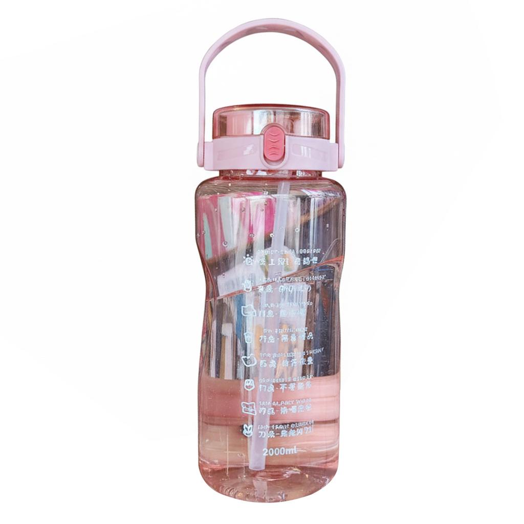 Water Bottle Outdoor Sports Water Bottle Plastic Fitness Water Bottle Extra Large Capacity Kettle with Double Straws