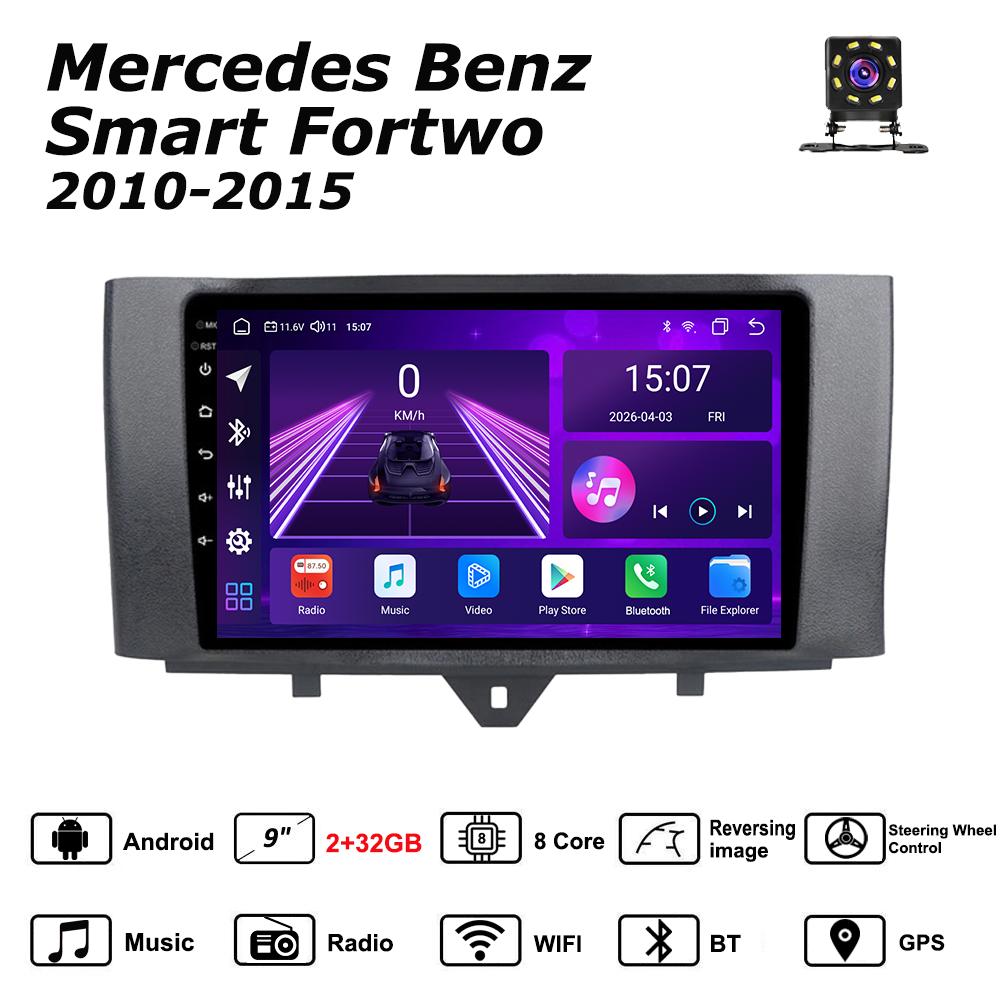 

Автомобильная магнитола Android Car-Play для Mercedes Benz Smart Fortwo 2010-2015 Мультимедийный плеер Головное устройство Стерео Навигация GPS BT WIFI, 8 ЯДЕР ,2+32 ГБ чёрный