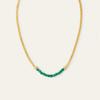 Simple High-Grade Metal Copper Plated 18K Real Gold Green Agate Beaded Pendant Collarbone Chain Personalized Unique Necklace