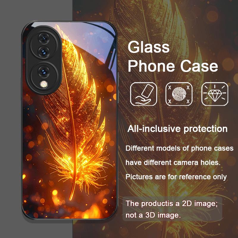 Aesthetic Phoenix Fire Feather Pattern Tempered Glass Phone Case for Huawei Nova 13 Pro 12 11 SE 10 P60 P40 Mate 40 50 60 Cover