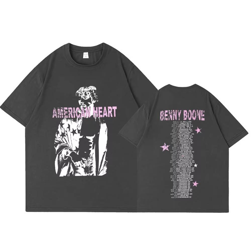 Benson Boone American Heart World Tour 2025 Merch T Shirts Men's Women Clothing Fashion Cotton Short Sleeves T-shirts Streetwear