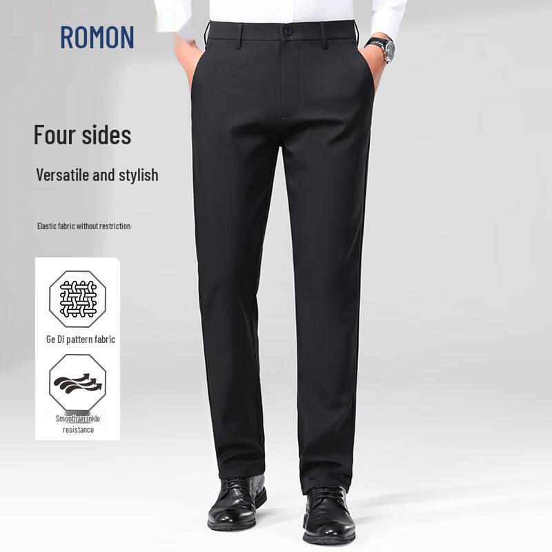 

Romons Men s Wrinkle-Free Business Casual Straight-Leg Trousers 32