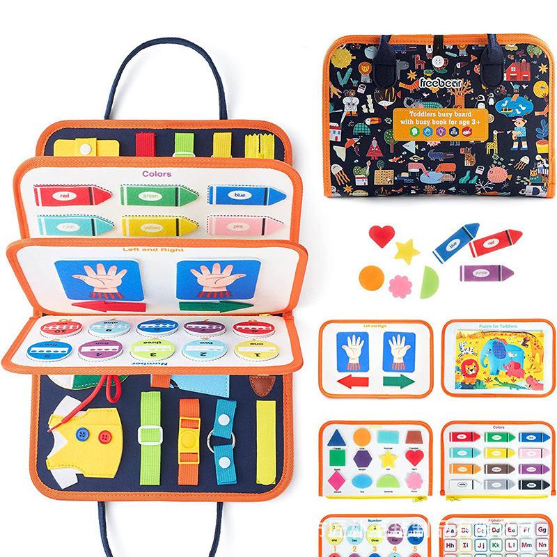 Montessori Dinosaur & Elephant Felt Busy Board Puzzle for Early Childhood Education