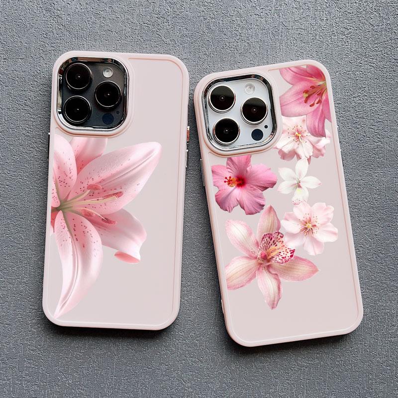 Silicone Phone Case For iPhone 15 16 14 Pro Max Plus 13 12 11 Pro Max XR XS X 7 8 SE2 Lily Orchid Flower Bloom Luxuriantly Cover