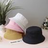 RICYGVM Solid Color Bucket Hat Cotton Wide Brim Fisherman Cap Men Women Outdoor Sunscreen Visor Foldable Fashion Basic Basin Cap
