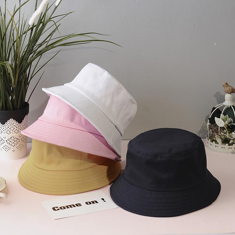 RICYGVM Solid Color Bucket Hat Cotton Wide Brim Fisherman Cap Men Women Outdoor Sunscreen Visor Foldable Fashion Basic Basin Cap