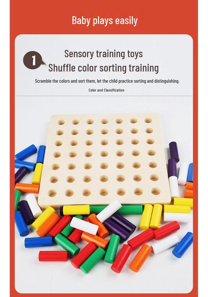 Montessori Wooden Sensory Training Toys for Early Childhood Education - Stick and Rope Insertion Set