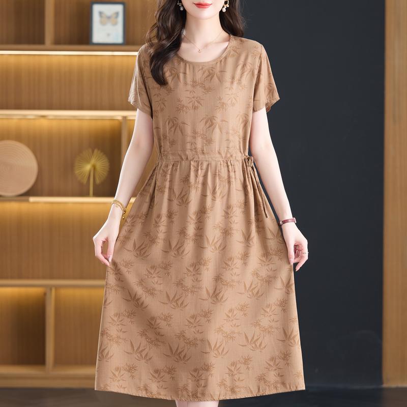 Summer Women's Elegant Dresses Plus Size Short Sleeve Casual Long Dress Vintage Clothes
