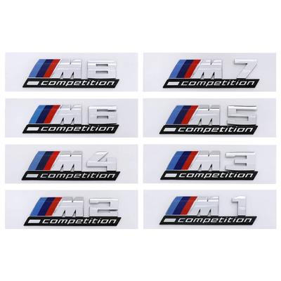 For Car Rear Trunk Badge Sticker M1 M2 M3 M4 M5 M6 M7 M8 Competition Emblem Silver Modification Of ABS Badge
