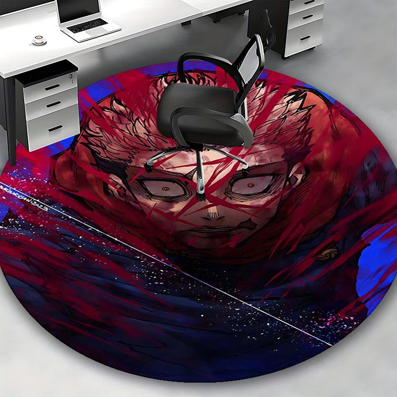 1pc Anime Character Round Carpet - Office Chair Mat, Non-Slip Rug for Home Decor, Seasonal Gift, Suitable for Office, Living Room, Bedroom, Game Room.