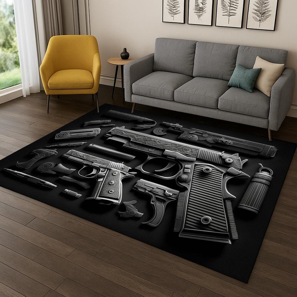 Military Guns Firearms Set Carpet Rug Mat for Home Bedroom Living Room Sofa Doormat Kitchen Decor,Kid Play Non-slip Area Rug