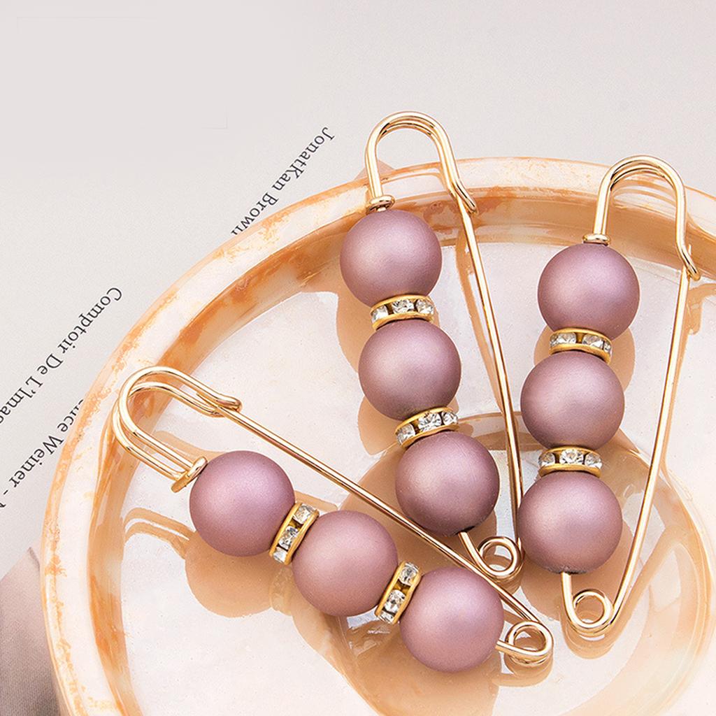 3Pcs Pearl Waist Cincher No Slip Pin Adjustable Waistband Clips for Pants Skirts Safety Pins for Women
