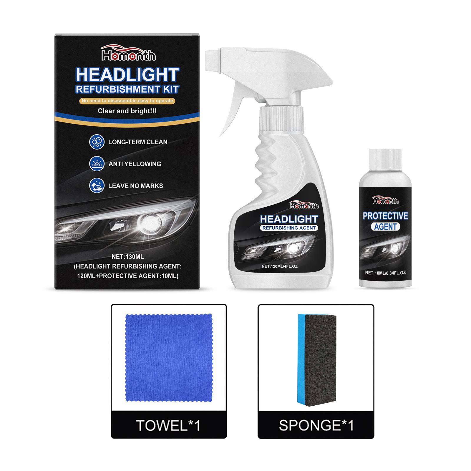 Homonth Headlight Refurbishment Kit - Headlight Surface Yellowing, Fogging, Scratch Repair, Cleaning, Headlight Maintenance Set