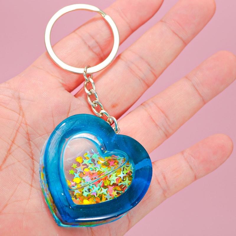 Earrings Molds Resin Craft Moulds Hollow Heart Shape Pendant Mold Unique Keychain Molds Jewelry Hand-Making Accessories