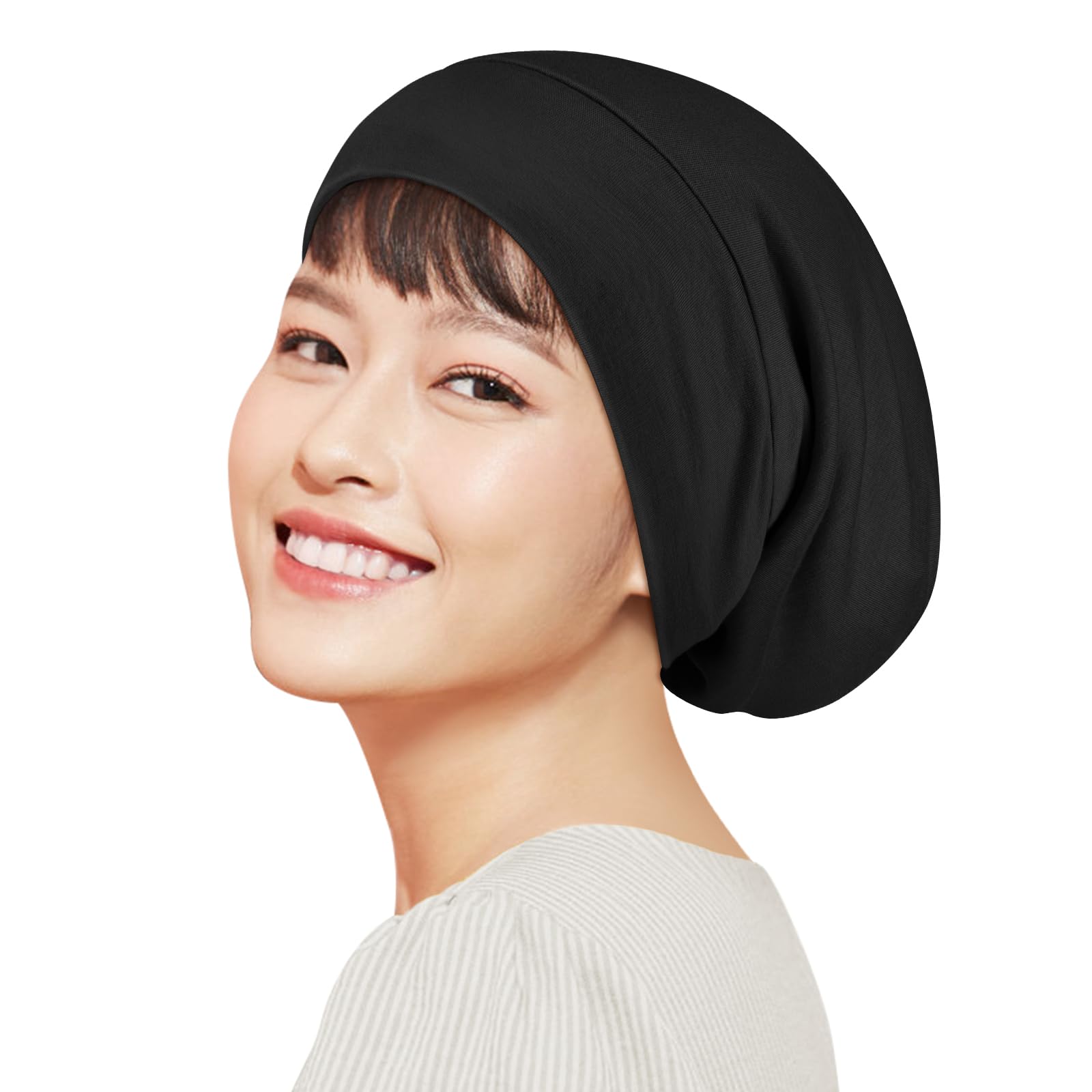 

LULUSILK Silk Natural for Long Moisturizing and Beautiful Sleeping Day Black Nightcap, 100% Silk, Hair, Hair, Cap, Mother s Gift, Unisex, чёрный