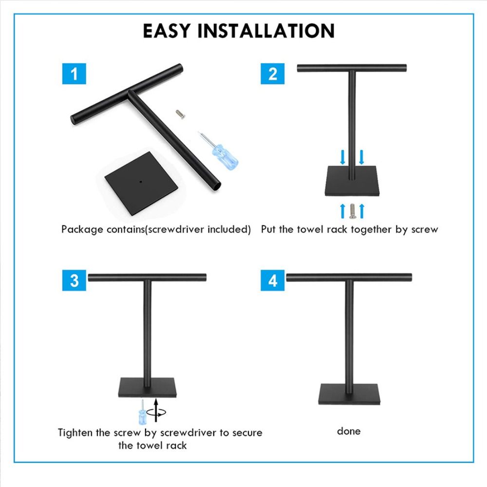T-Shape Bath Towel Stand Modern Style Hand Towel Holder Durable Bathroom Towel Hanger  Laundry Room