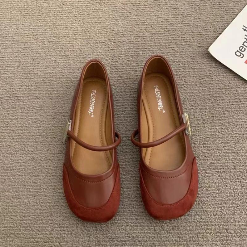 

Soft retro round toe shallow mouth single shoe for women s spring summer new style simple comfortable flat shoes 40 бордовий