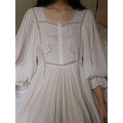 Kobiety czysta bawełna Ruffles Vintage koszule nocne szata koszula nocna długa sukienka wiktoriańska romantyczna księżniczka bielizna nocna koszula nocna Homewear